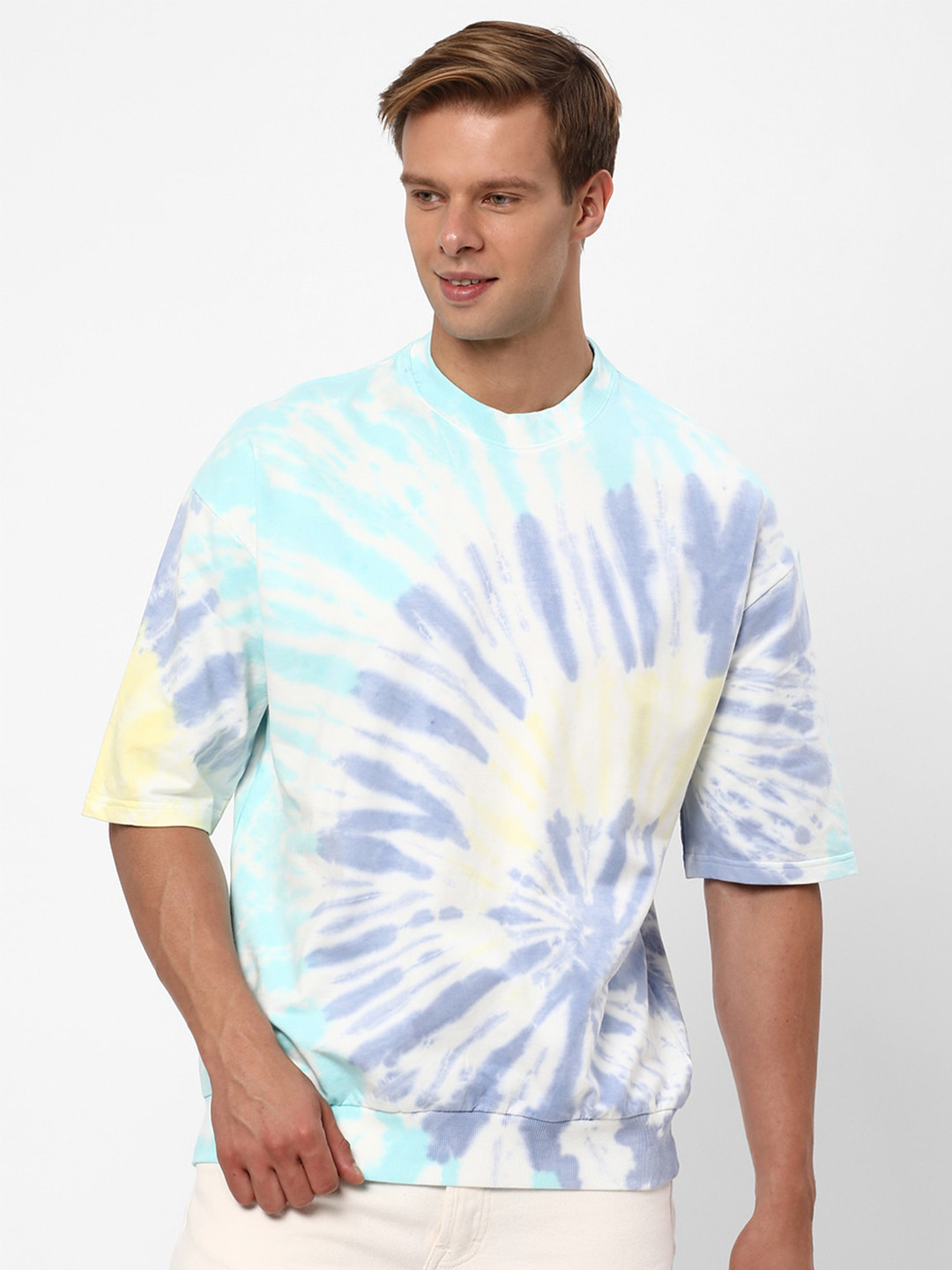 

R&B Abstract Printed Cotton Pullover, Blue