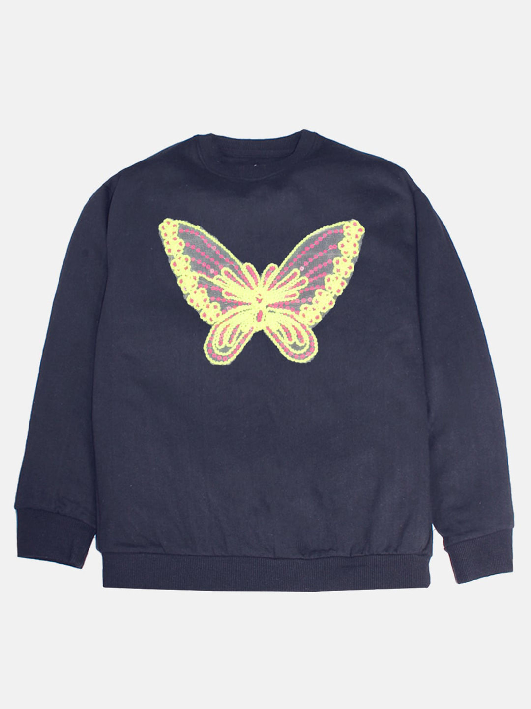 

KiddoPanti Girls Graphic Printed Pullover, Navy blue