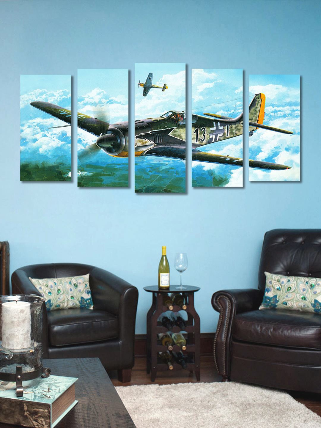 

999Store Green & Pink Set of 5 Wall Art, Multi