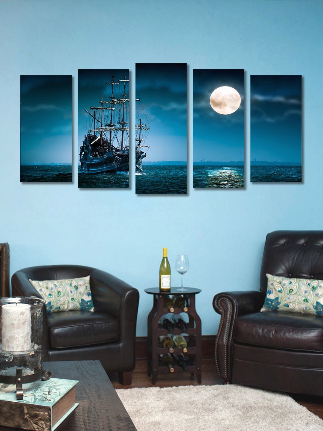 

999Store Set of 5 Blue Seascape Wall Art