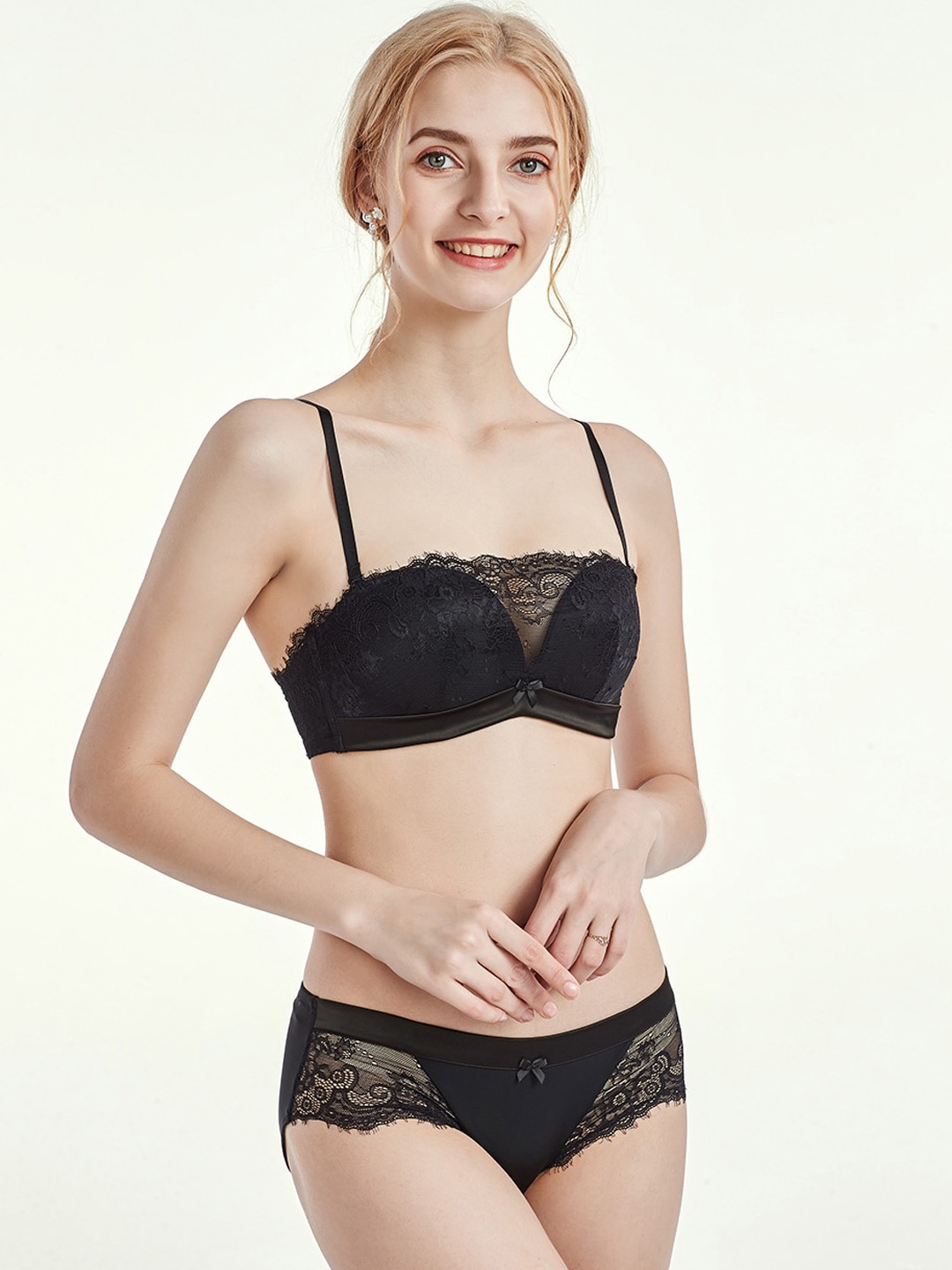 

JC Collection Lightly Padded Lingerie Set, Black