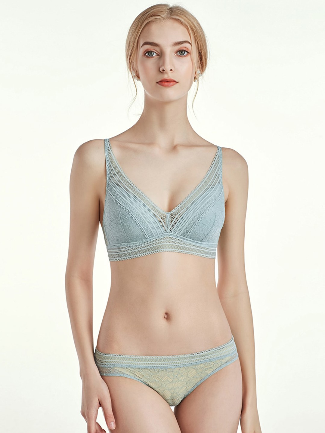 

JC Collection Self Design Lightly Padded Lingerie Set, Blue