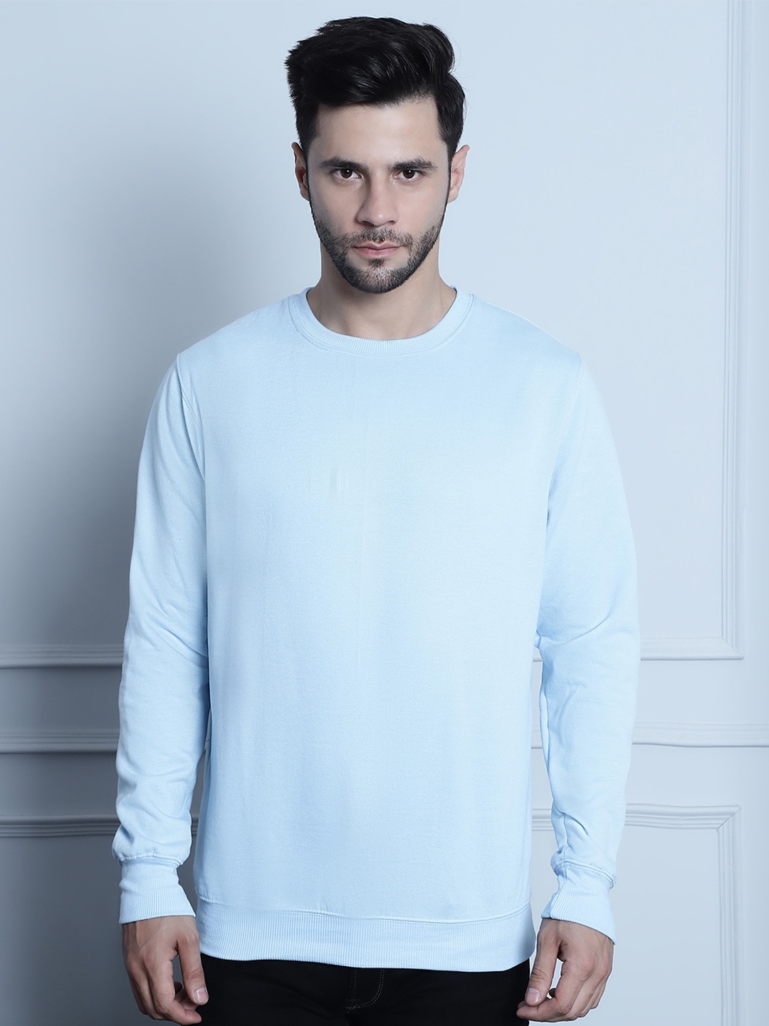 

Imsa Moda Round Neck Fleece Pullover Sweatshirt, Blue