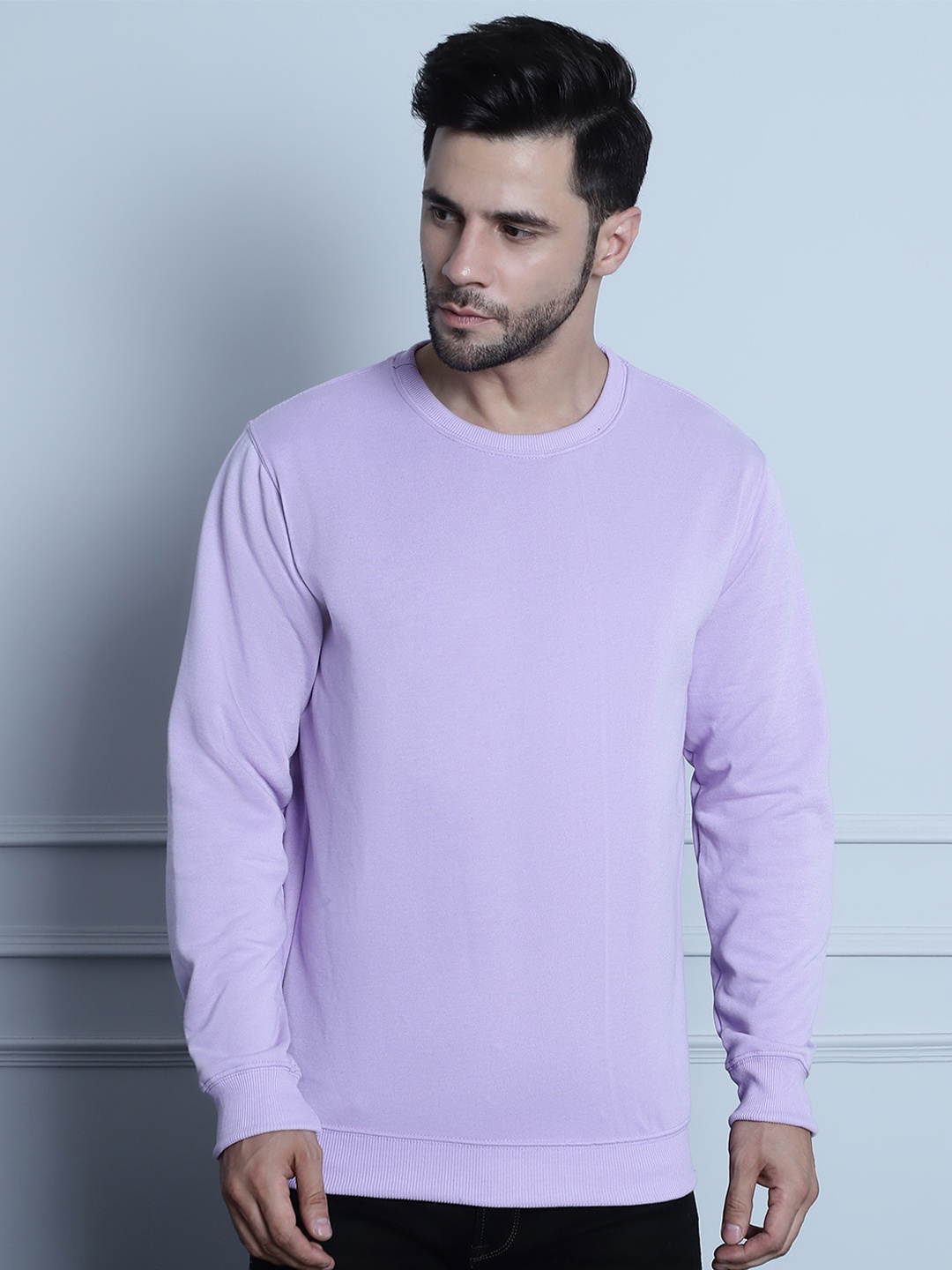 

Imsa Moda Round Neck Fleece Pullover Sweatshirt, Lavender