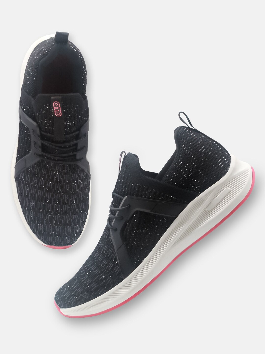 

AMP Women Textured Lace Up Sneakers, Black