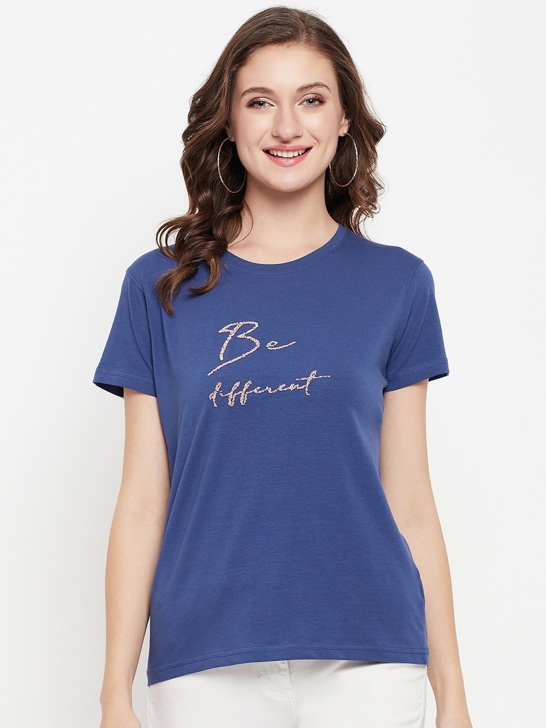 

Cantabil Typography Printed Cotton T-shirt, Blue