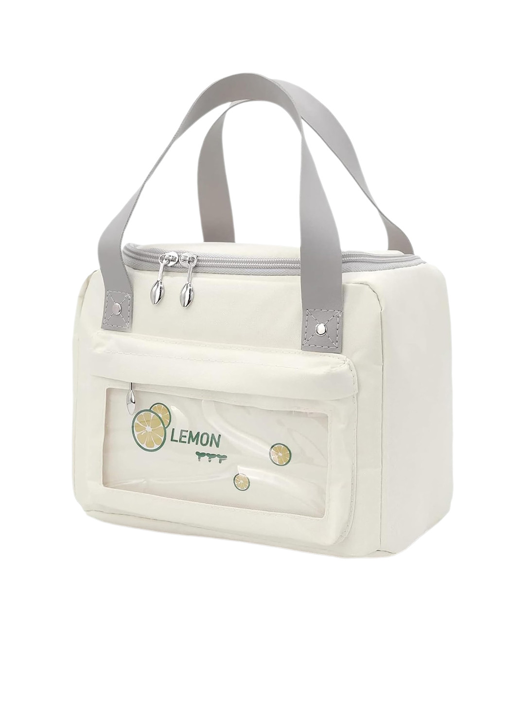 

HOUSE OF QUIRK Printed Waterproof Insulated Reusable Lunch Bag, Cream