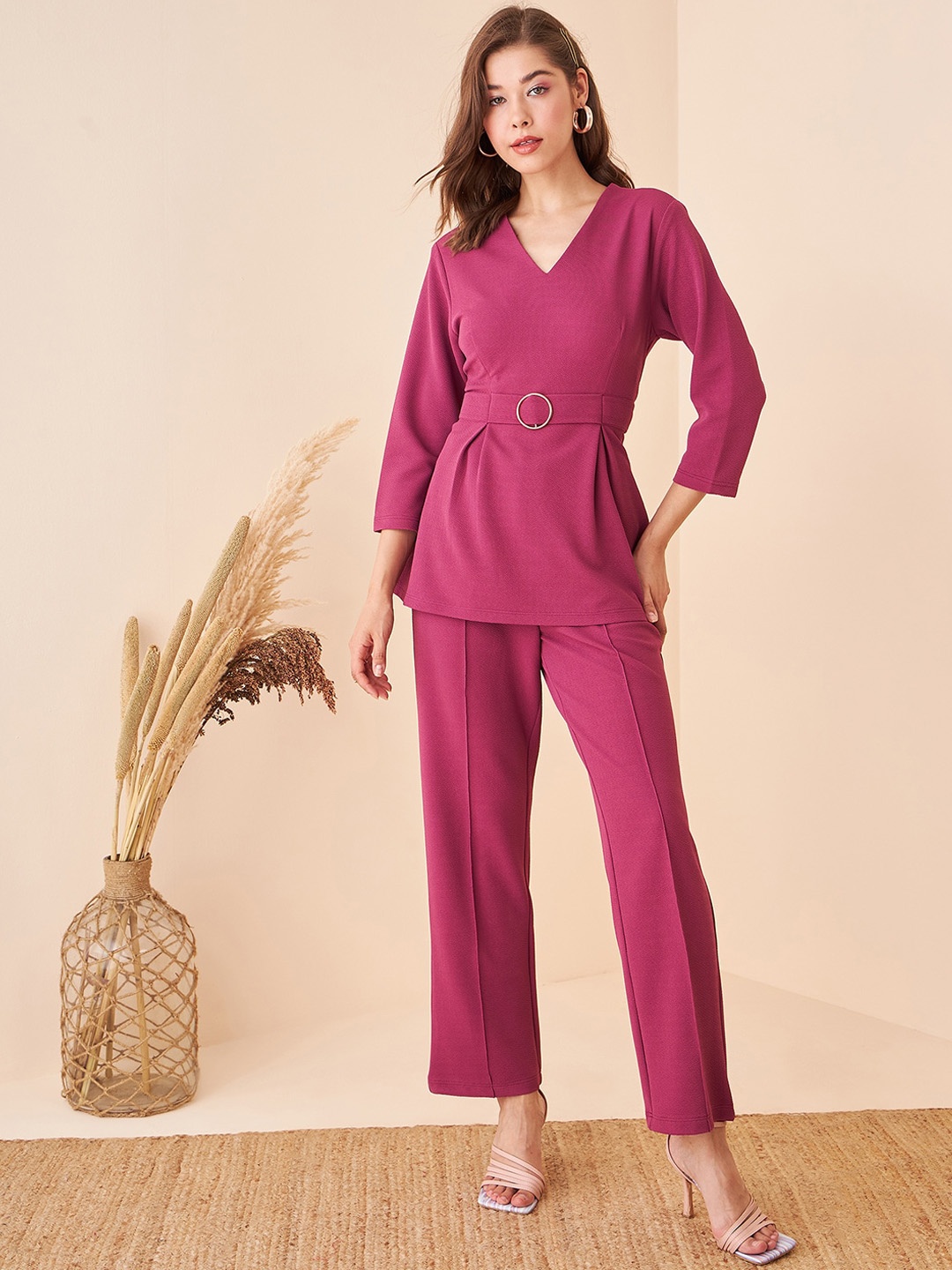 

Kibo V-Neck Top With Trousers, Fuchsia