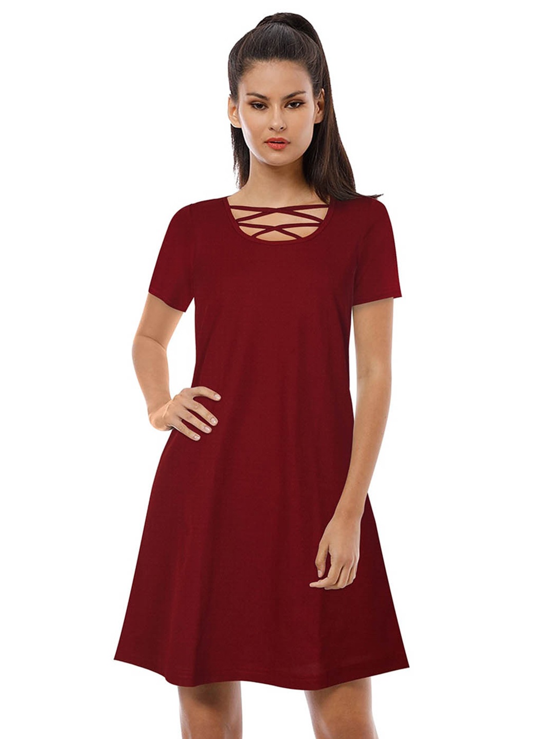 

BAESD Maroon A-Line Dress