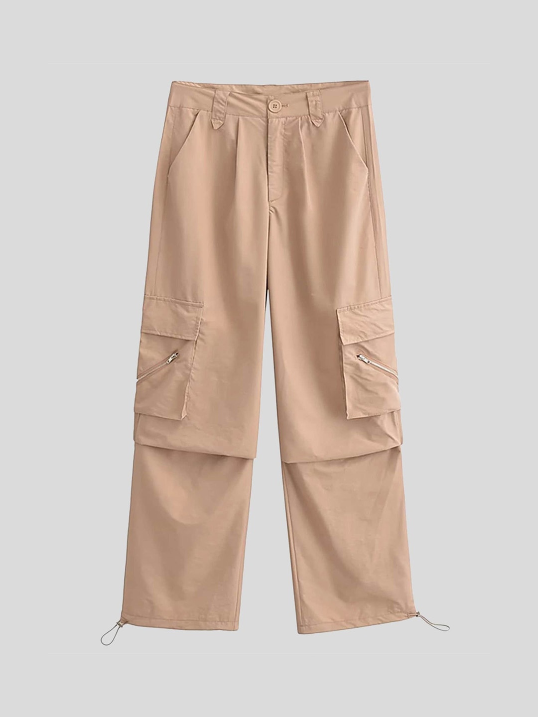 

LULU & SKY Women Straight Fit Low-Rise Cargos, Beige