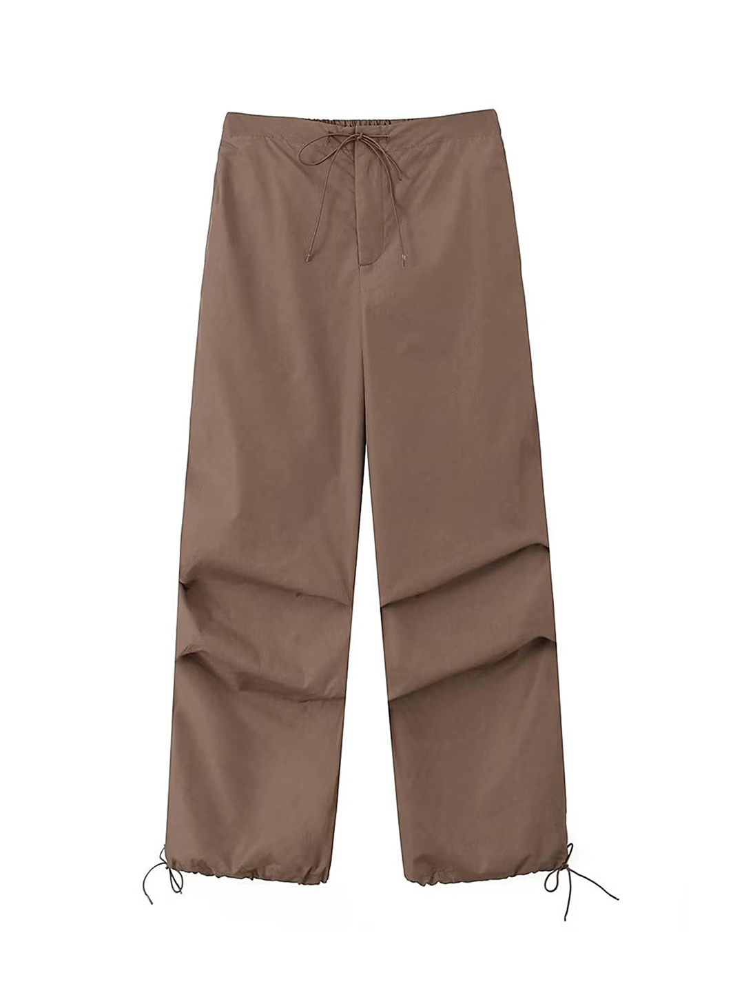 

LULU & SKY Women Straight Fit High-Rise Plain Regular Trousers, Brown