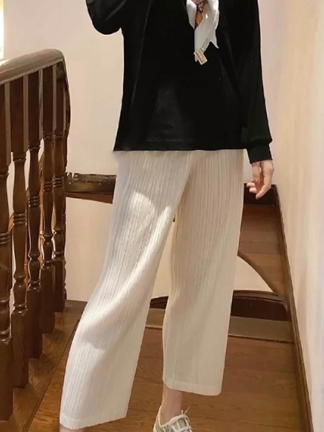

LULU & SKY Women Striped Straight Fit High-Rise Parallel Trousers, Off white