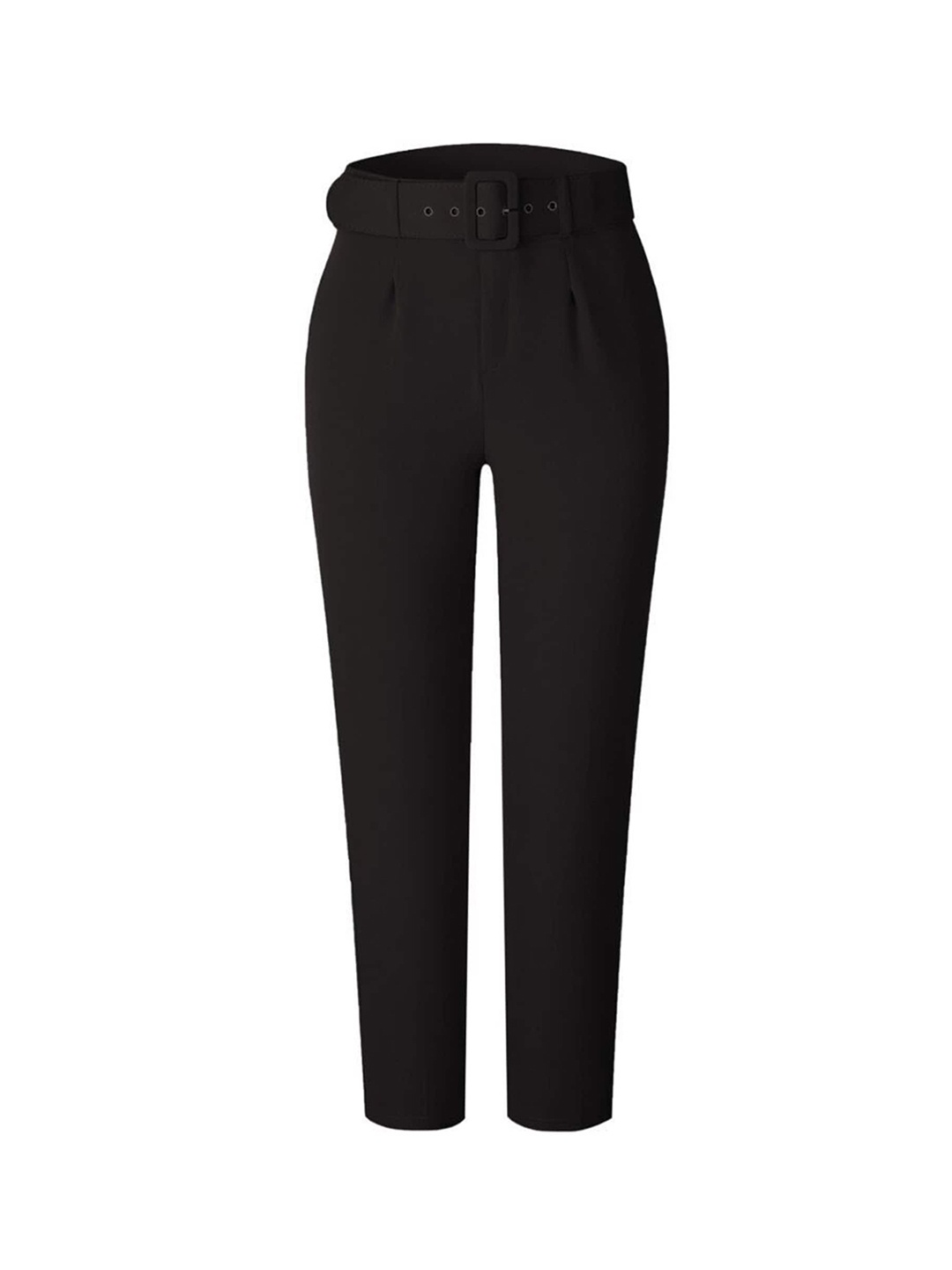 

LULU & SKY Women Skinny Fit High-Rise Pleated Trousers, Black