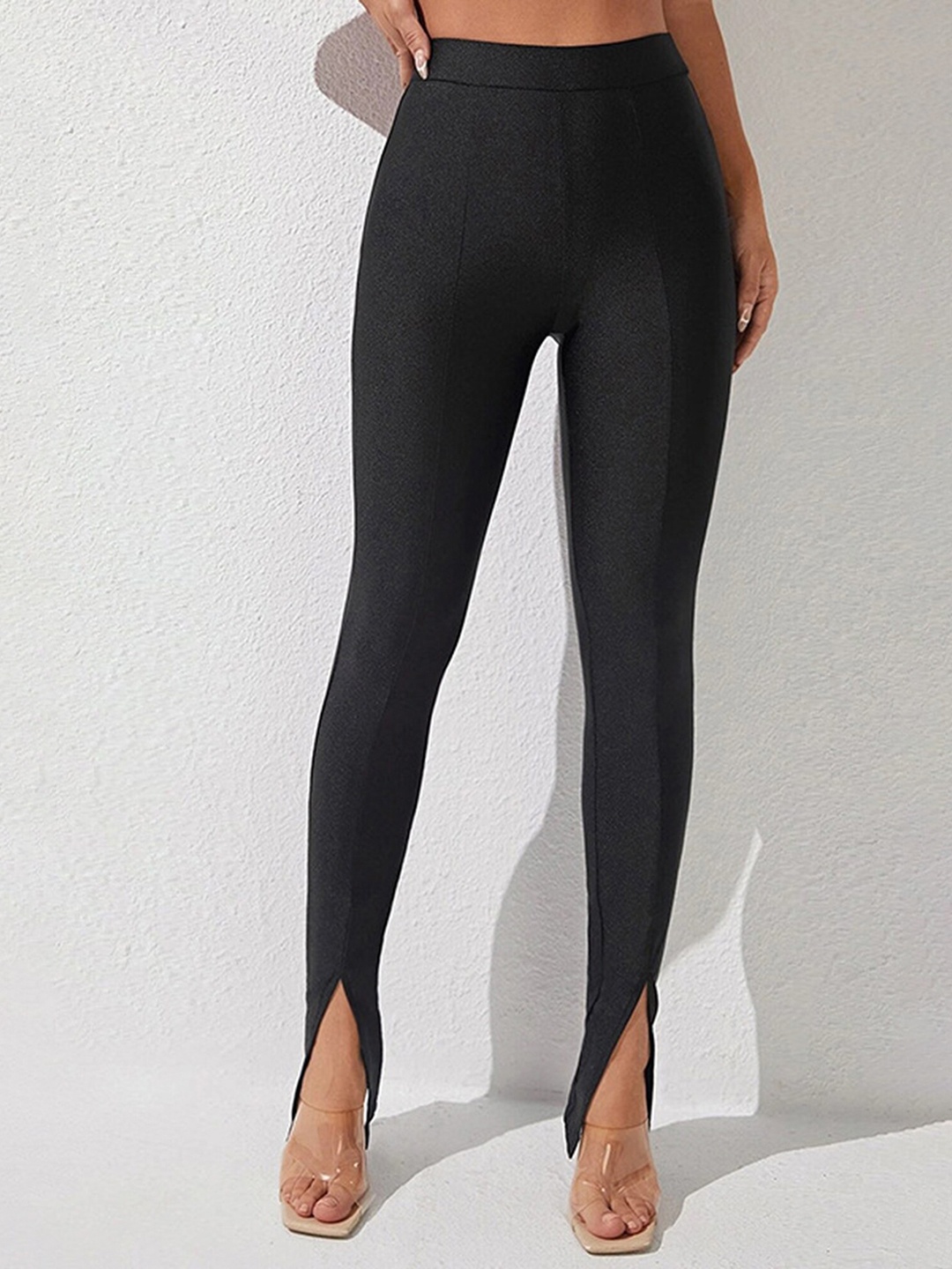 

LULU & SKY Women Skinny Fit High-Rise Trousers, Black