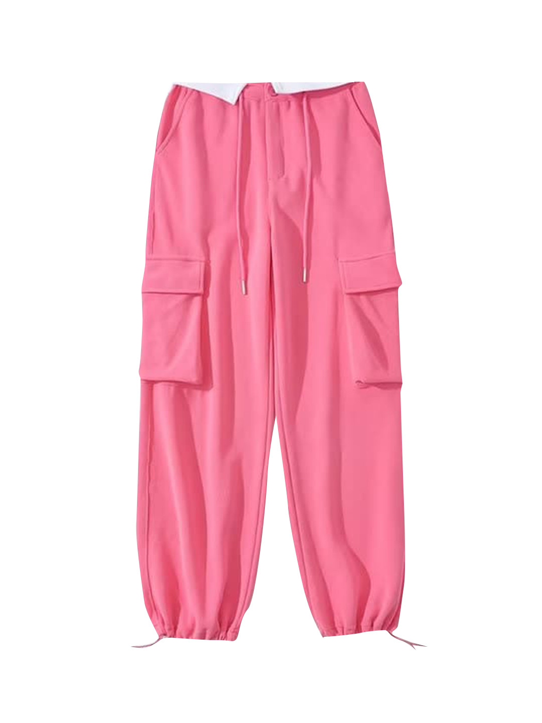 

LULU & SKY Women Straight Fit Low-Rise Cargo Trousers, Pink