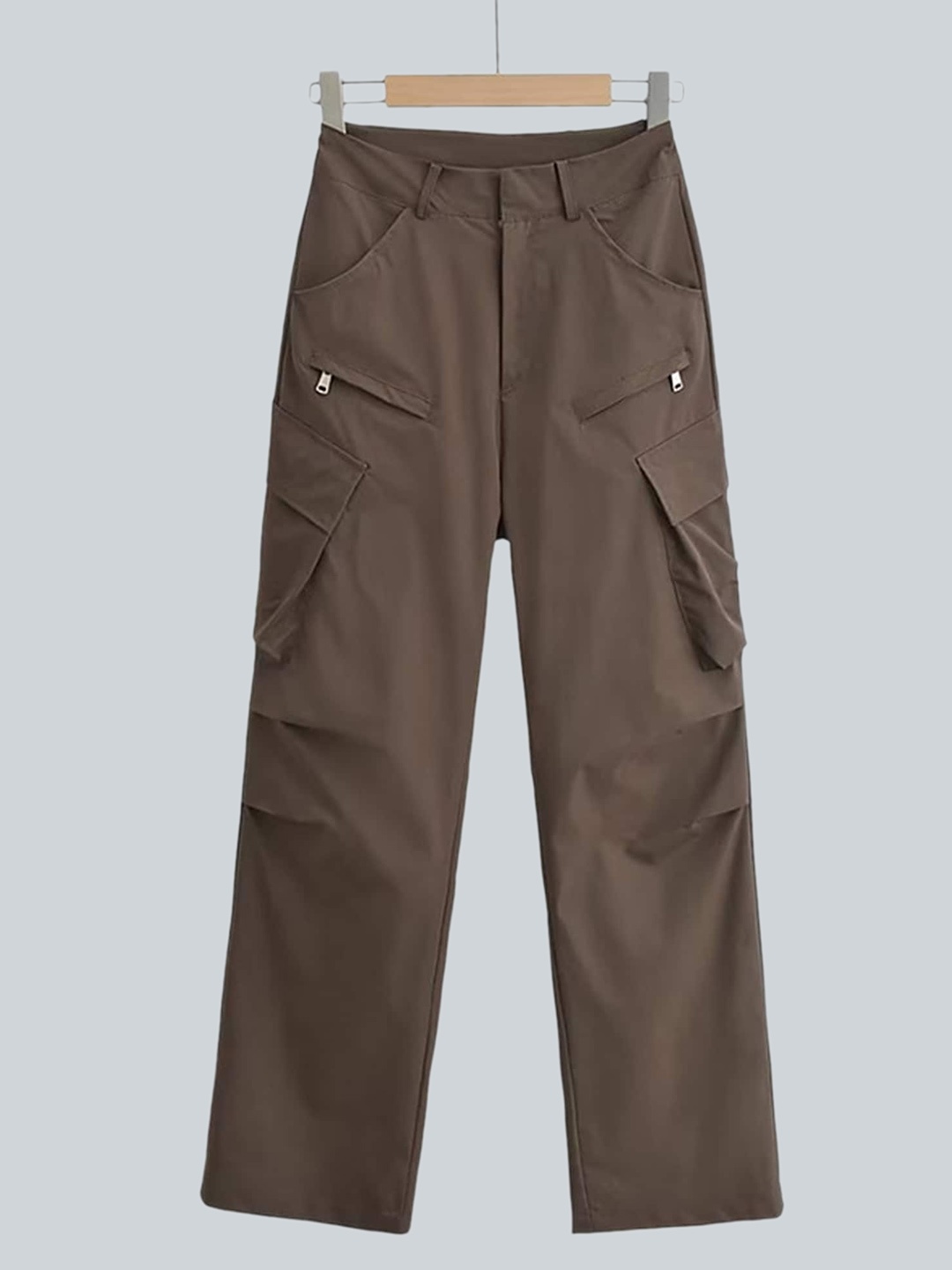 

LULU & SKY Women Straight Fit High-Rise Cargos Trousers, Na