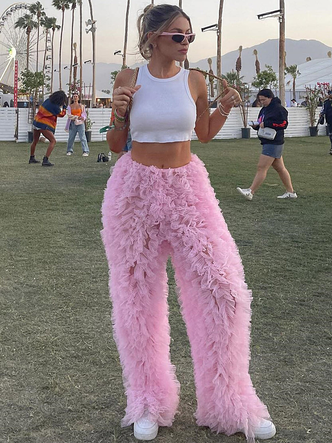 

LULU & SKY Women Ruffled Straight Fit Trousers, Pink