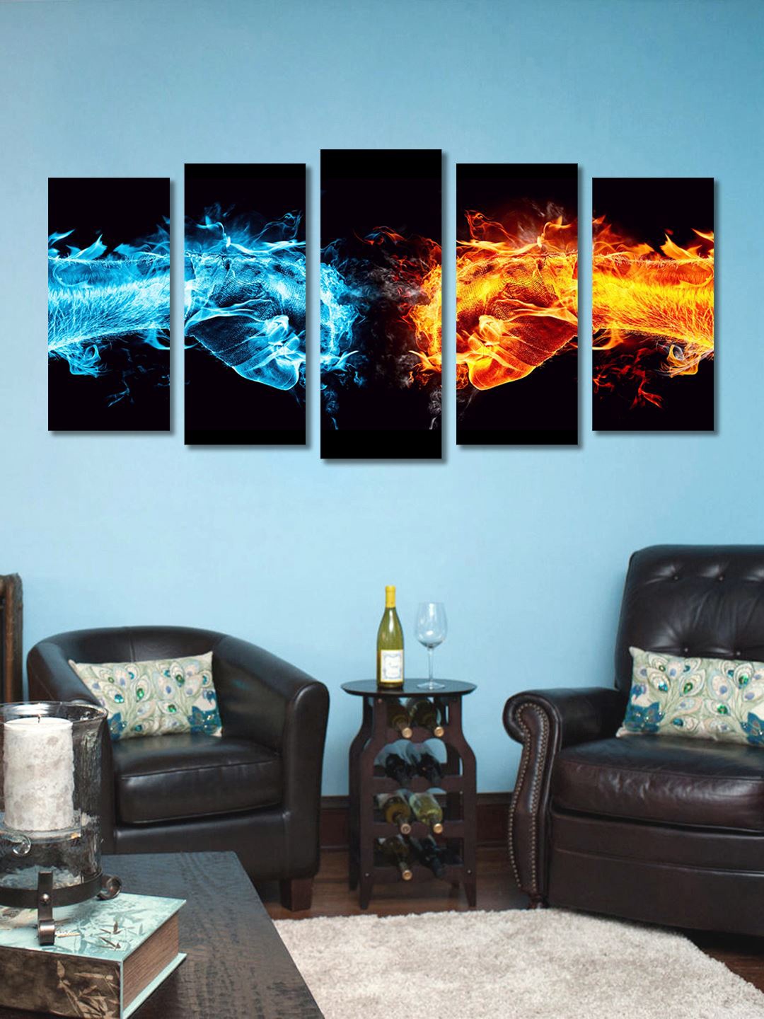 

999Store Black & Blue Set of 5 Wall Art