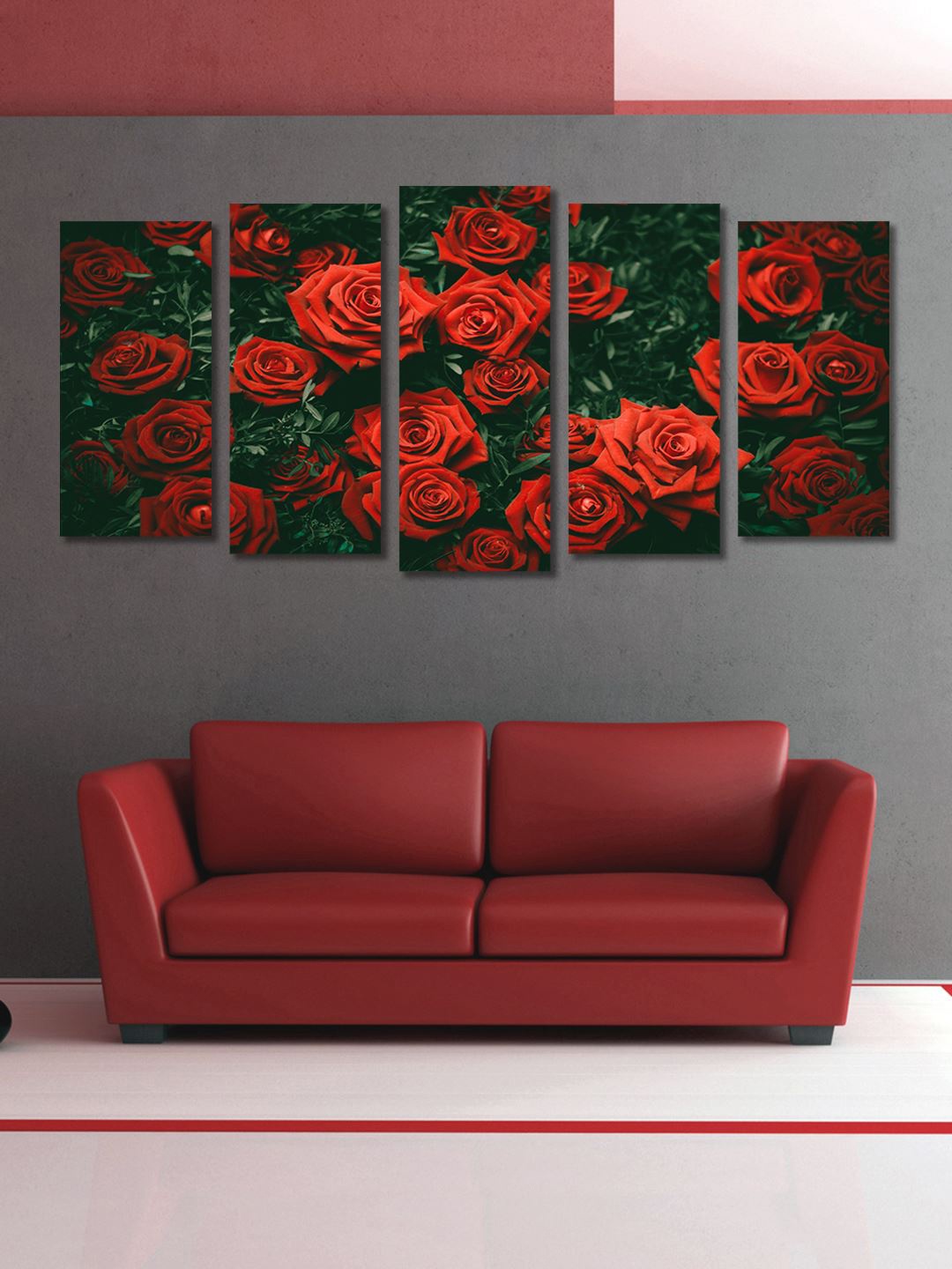 

999Store Red & Green Set of 5 Wall Art