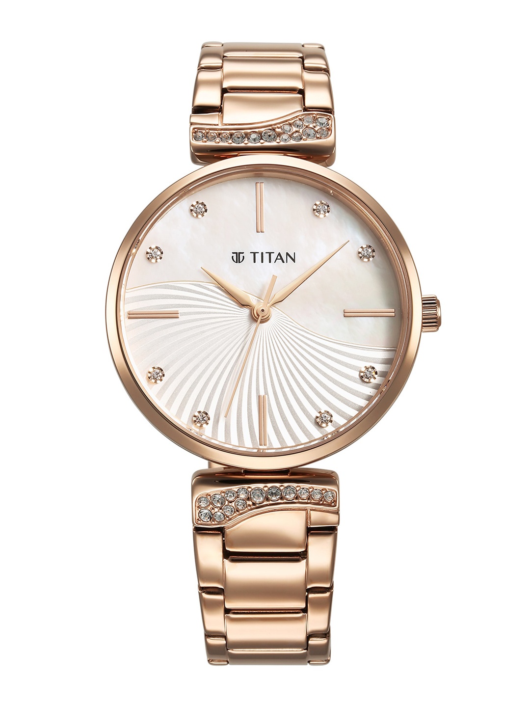 

Titan Women Embellished Dial & Stainless Steel Straps Analogue Watch 95237WM01, Rose gold