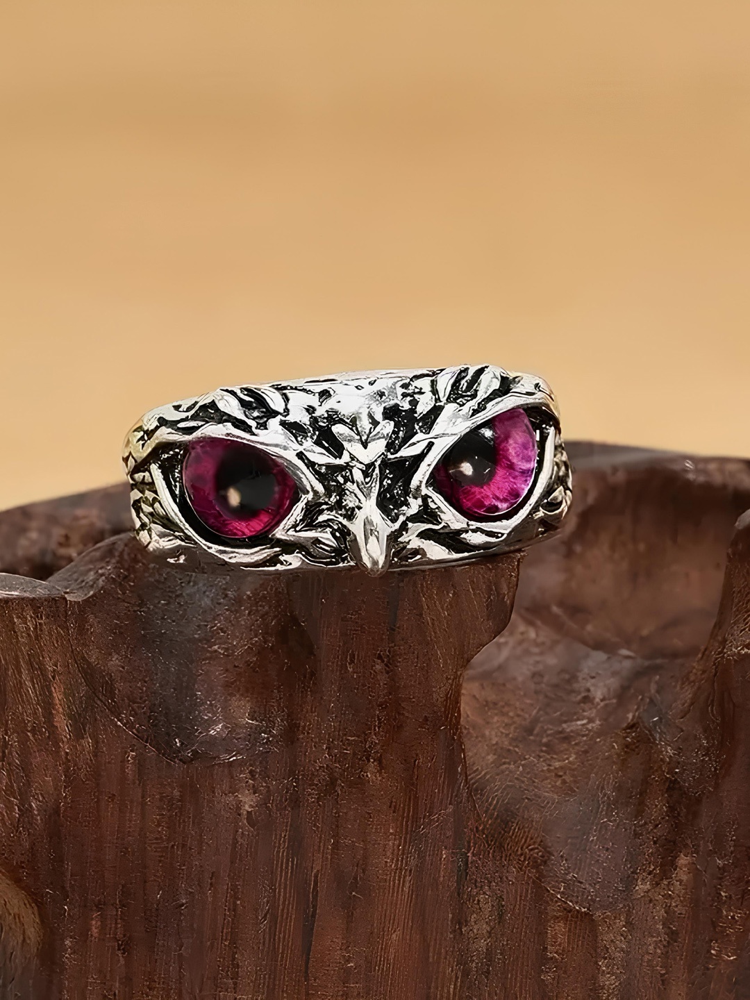 

KARISHMA KREATIONS Owl Eye Shaped Adjustable Finger Ring, Silver