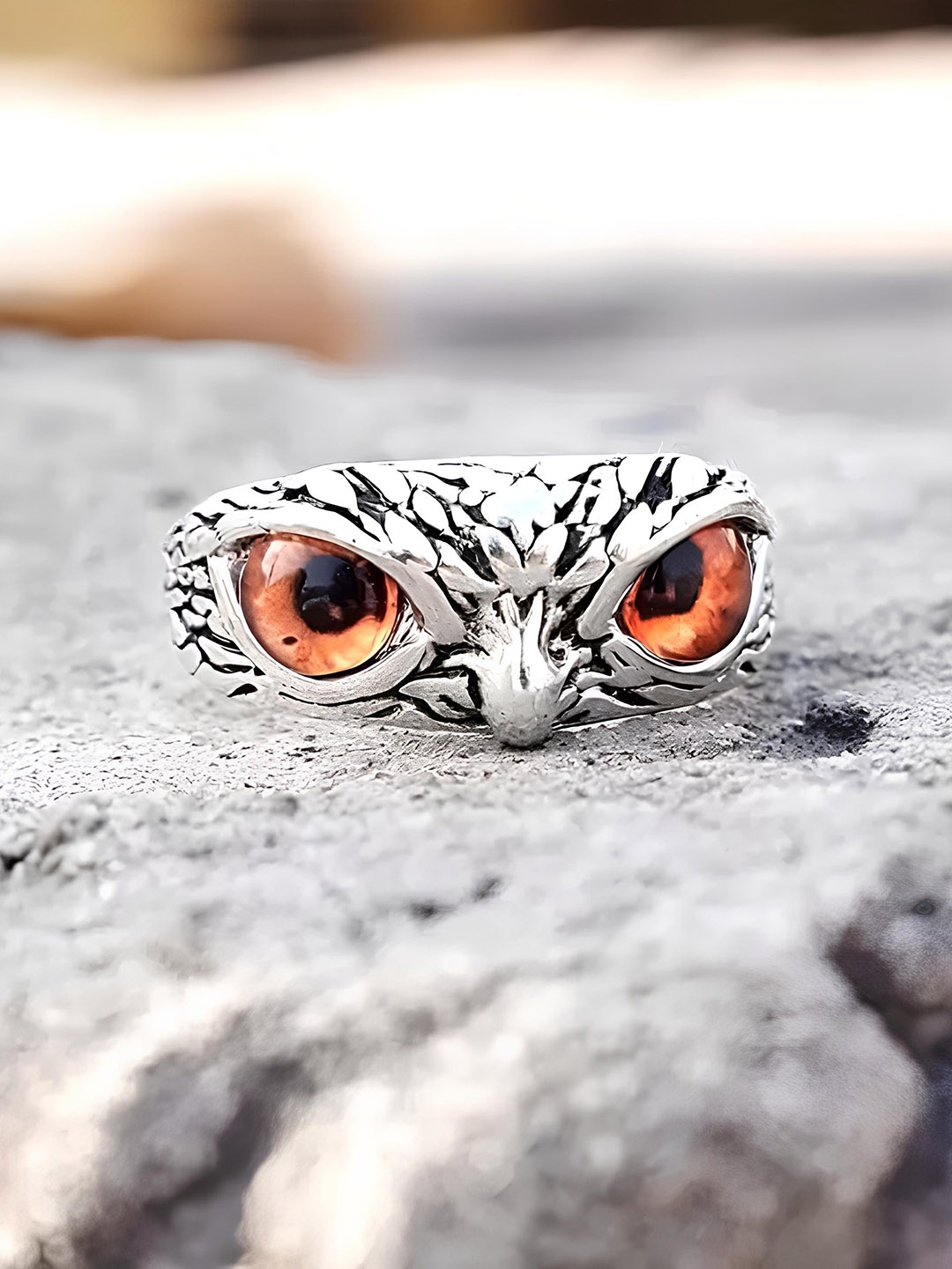 

KARISHMA KREATIONS Owl Eye Shaped Finger Ring, Silver