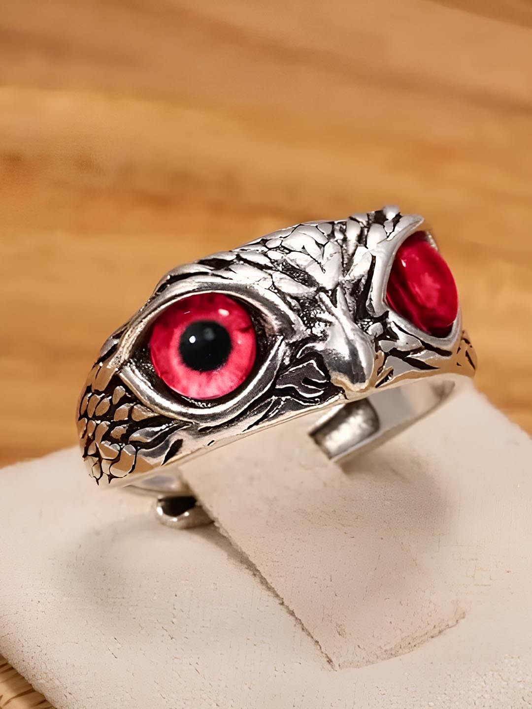 

KARISHMA KREATIONS Owl Eye Shaped Adjustable Finger Ring, Silver