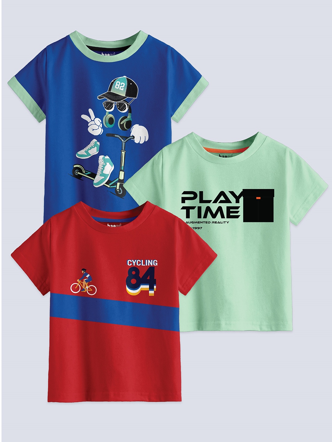 

BAESD Boys Pack of 3 Printed Cotton T-shirt, Multi