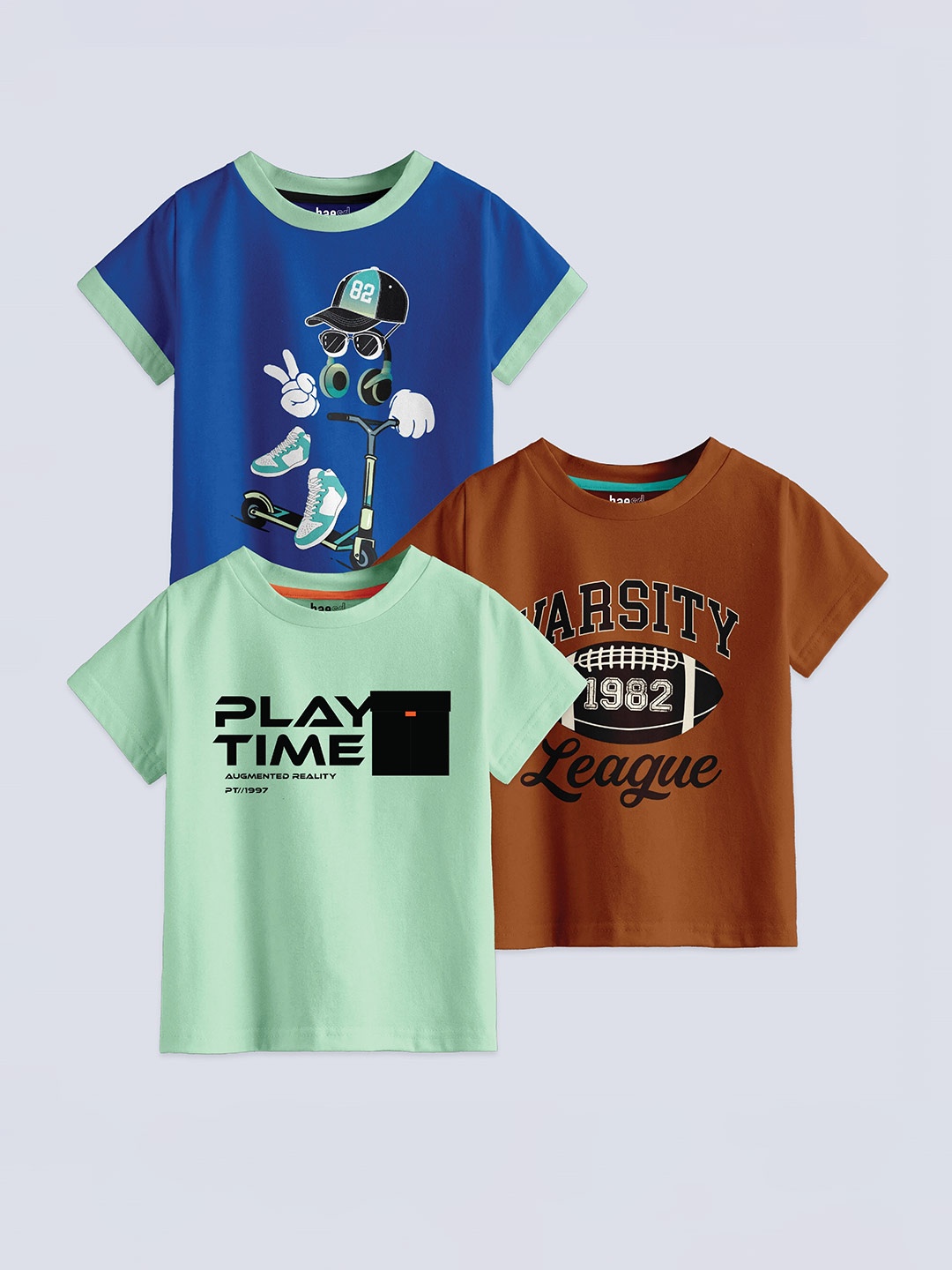 

BAESD Boys Multicoloured 3 Printed Applique T-shirt, Multi