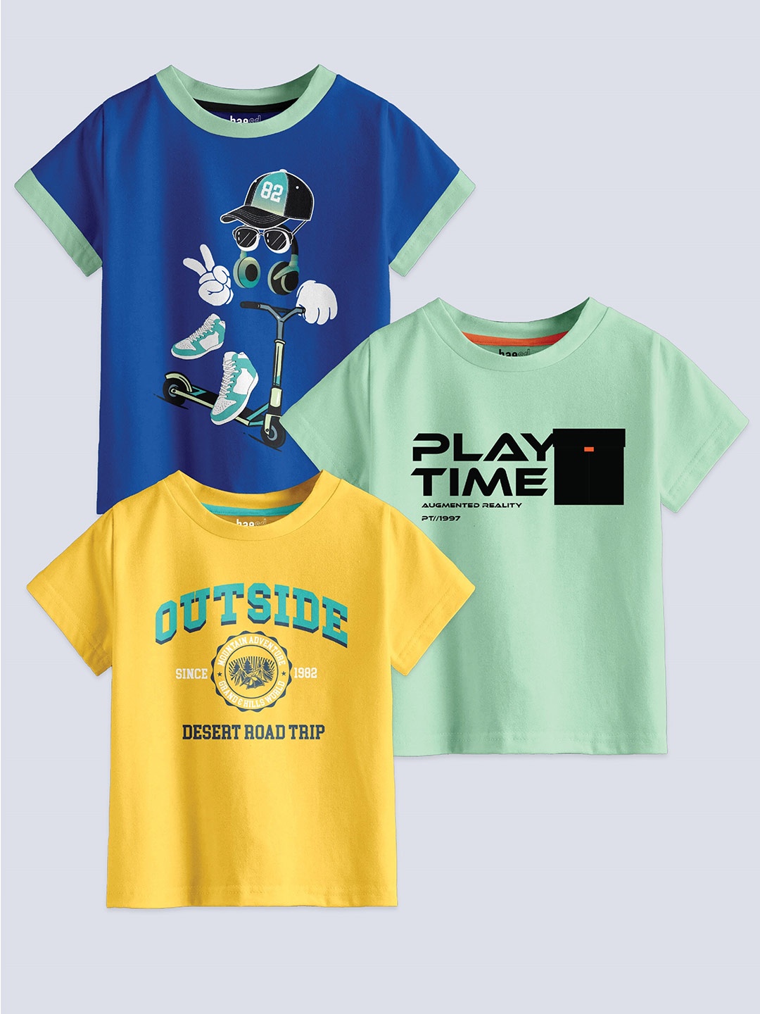 

BAESD Boys Multicoloured 3 Printed Applique T-shirt, Multi