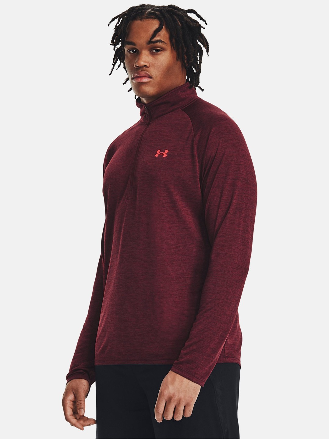 

UNDER ARMOUR Tech 2.0 1/2 Zip High Neck T-shirt, Maroon