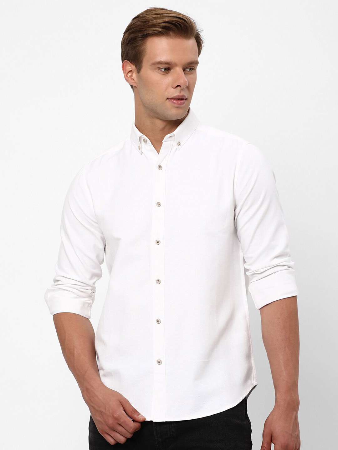 

R&B Men White Opaque Casual Shirt