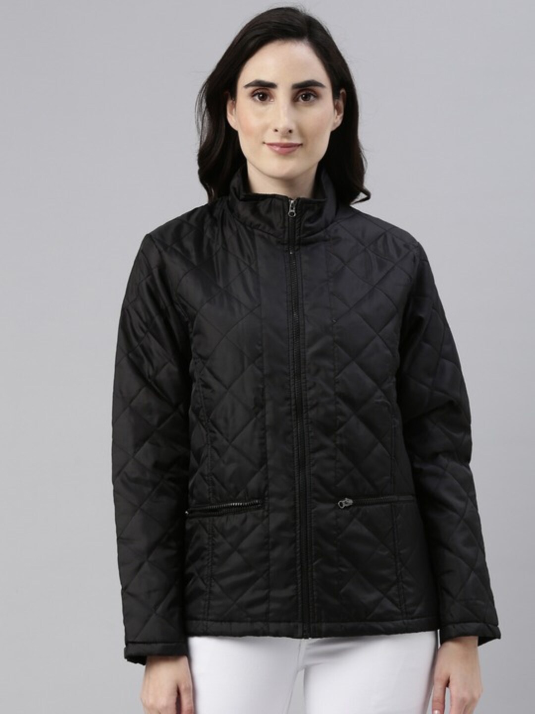 

Campus Sutra Windcheater Quilted Jacket, Black