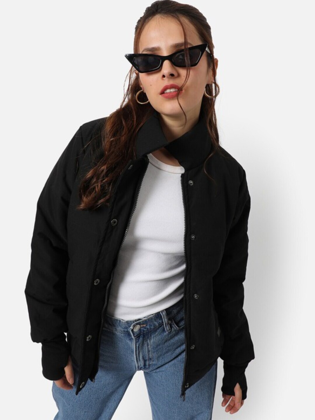 

Campus Sutra Windcheater Bomber Jacket, Black