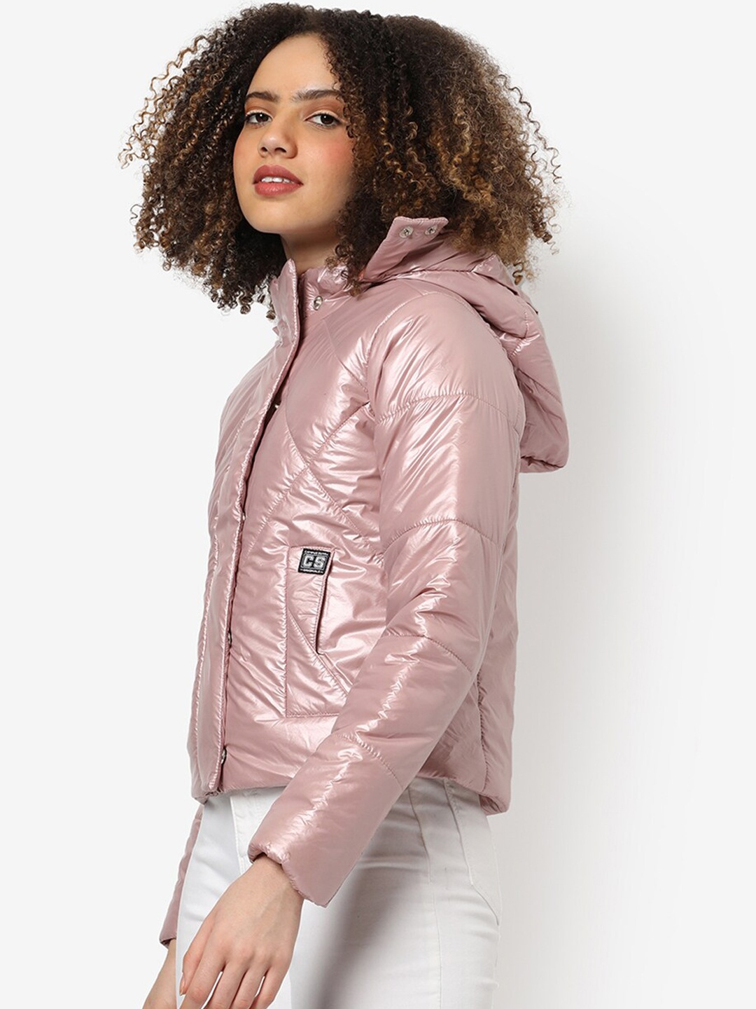 

Campus Sutra Pink Windcheater Outdoor Hooded Puffer Jacket