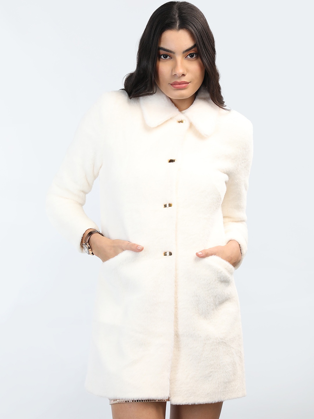 

LEBORK Single Breasted Overcoat, White