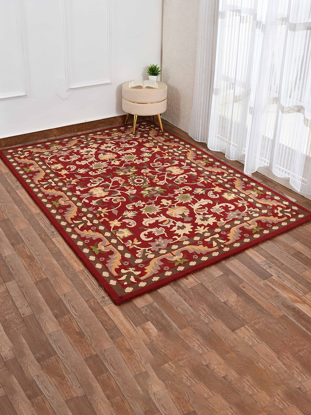 

PRESTO Red & Brown Traditional Hand Tufted Woollen Carpet