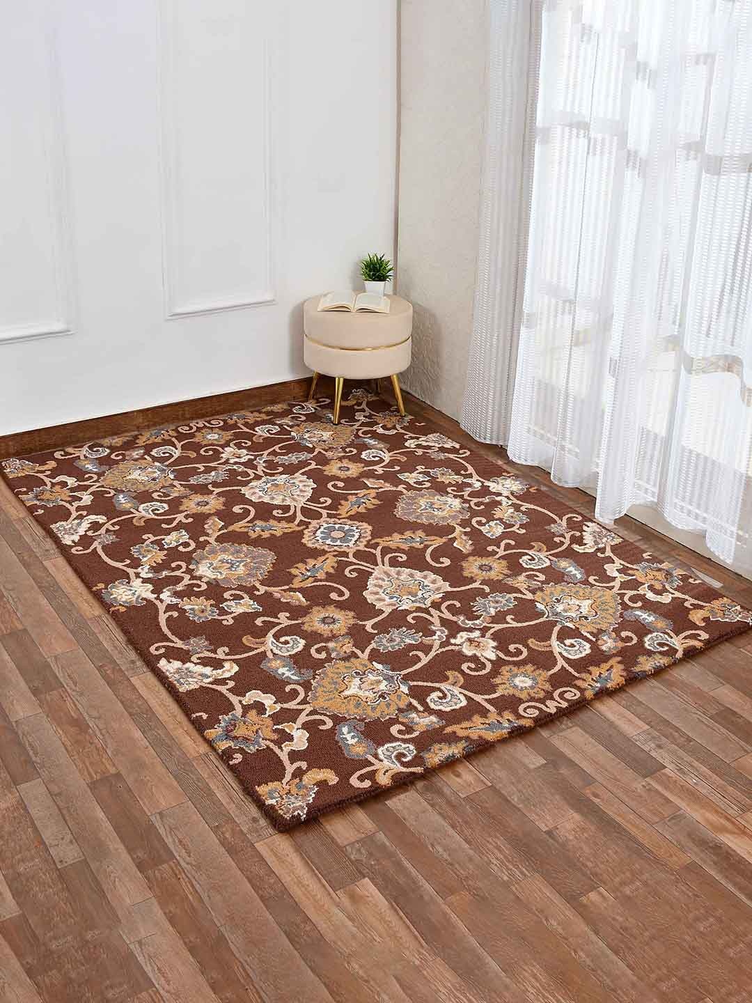 

PRESTO Brown & Beige Traditional Hand Tufted Woolen Carpets