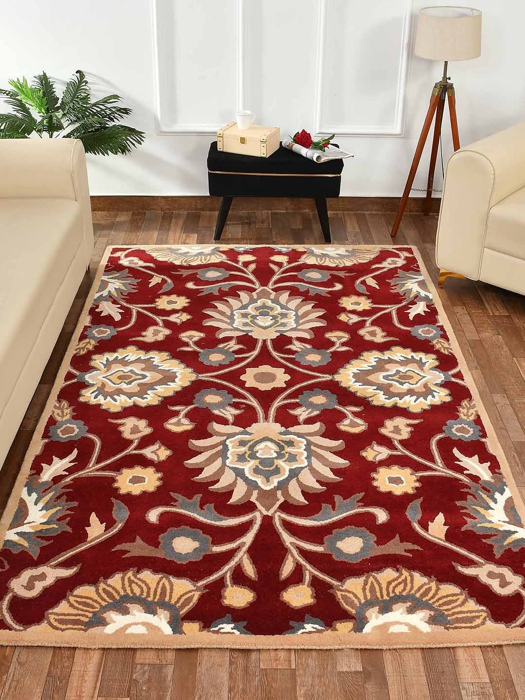 

PRESTO Red & Beige Traditional Hand Tufted Woolen Carpet