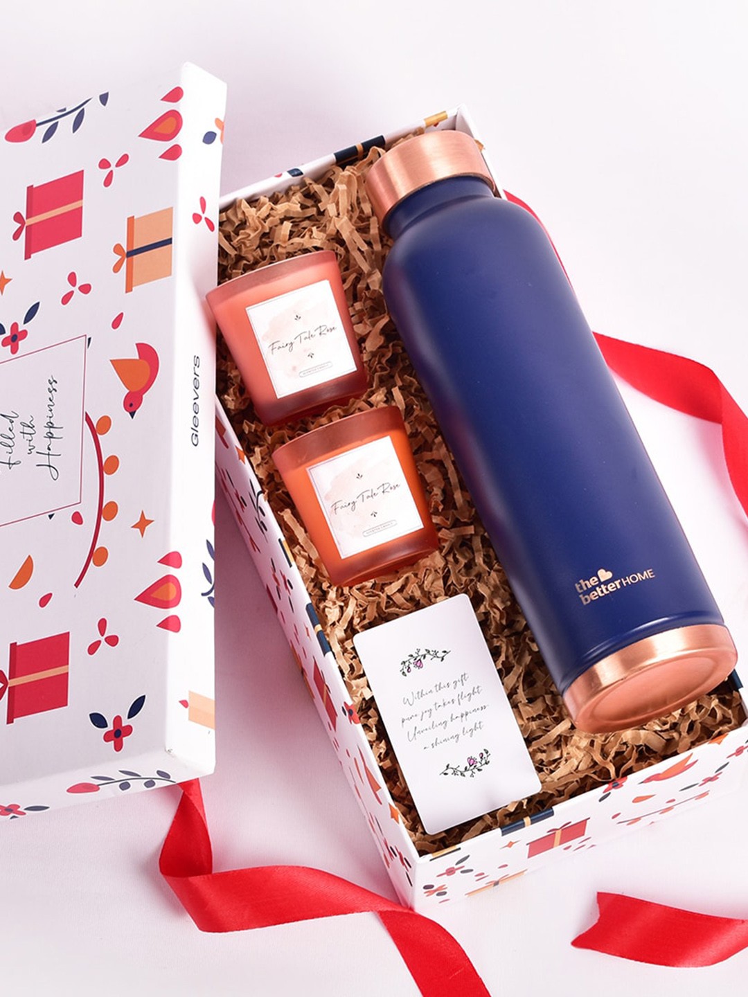 

Gleevers Purple & Red Copper Bottle & Rose Small Candle Home Gift Sets