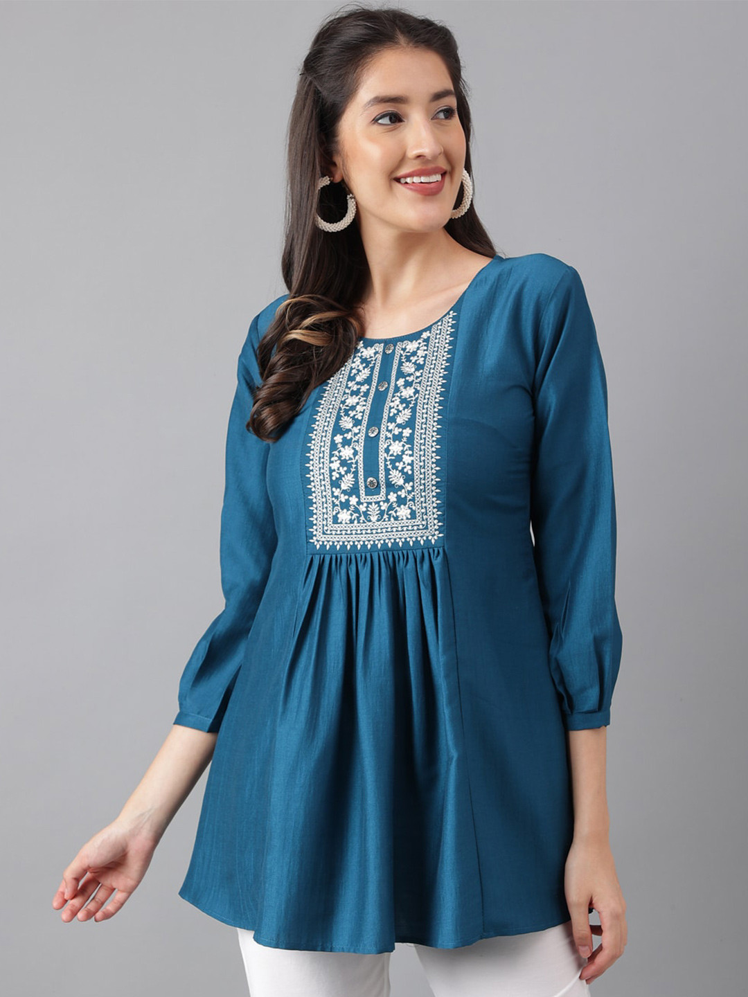 

KALINI Blue Puff Sleeve Top