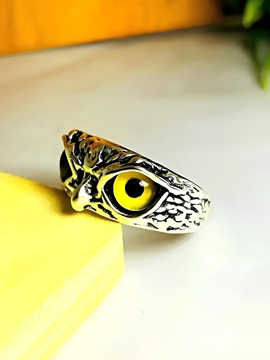 

KARISHMA KREATIONS Adjustable Owl Eye Shaped Adjustable Ring, Silver