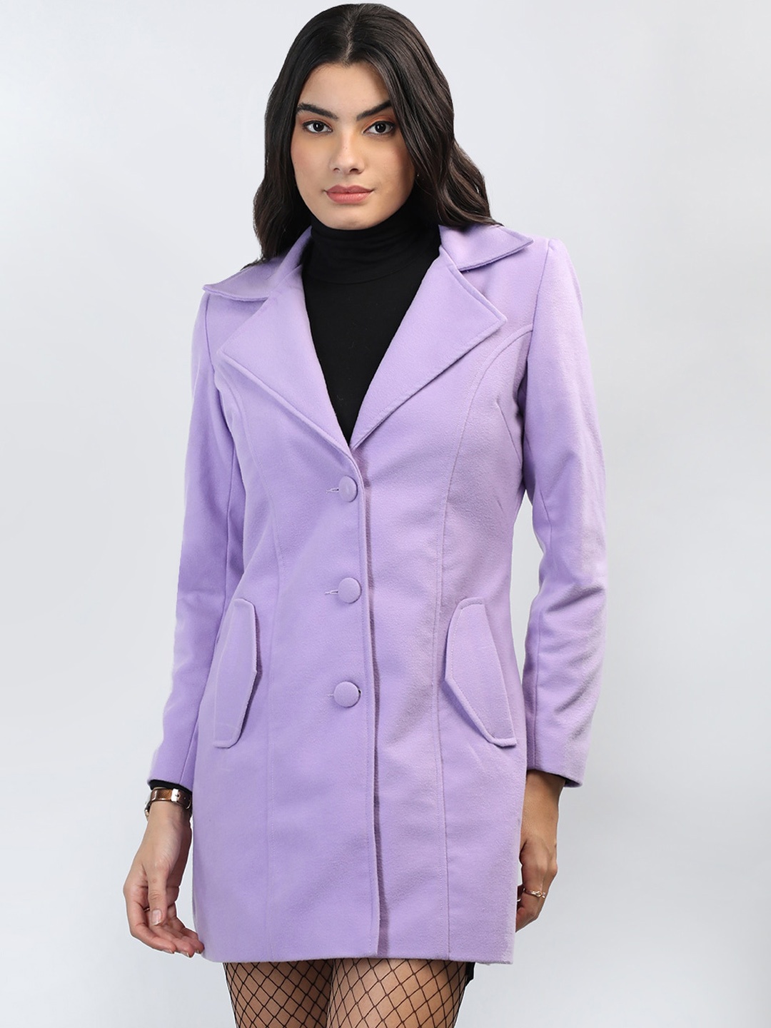 

CHKOKKO Single-Breasted Overcoat, Lavender