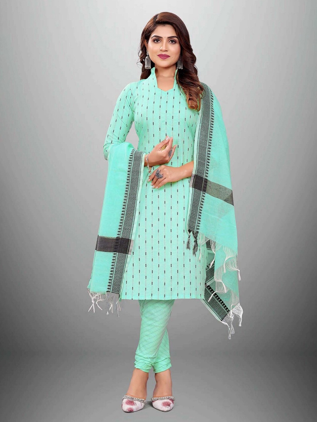 

APNISHA Lime Green Unstitched Dress Material