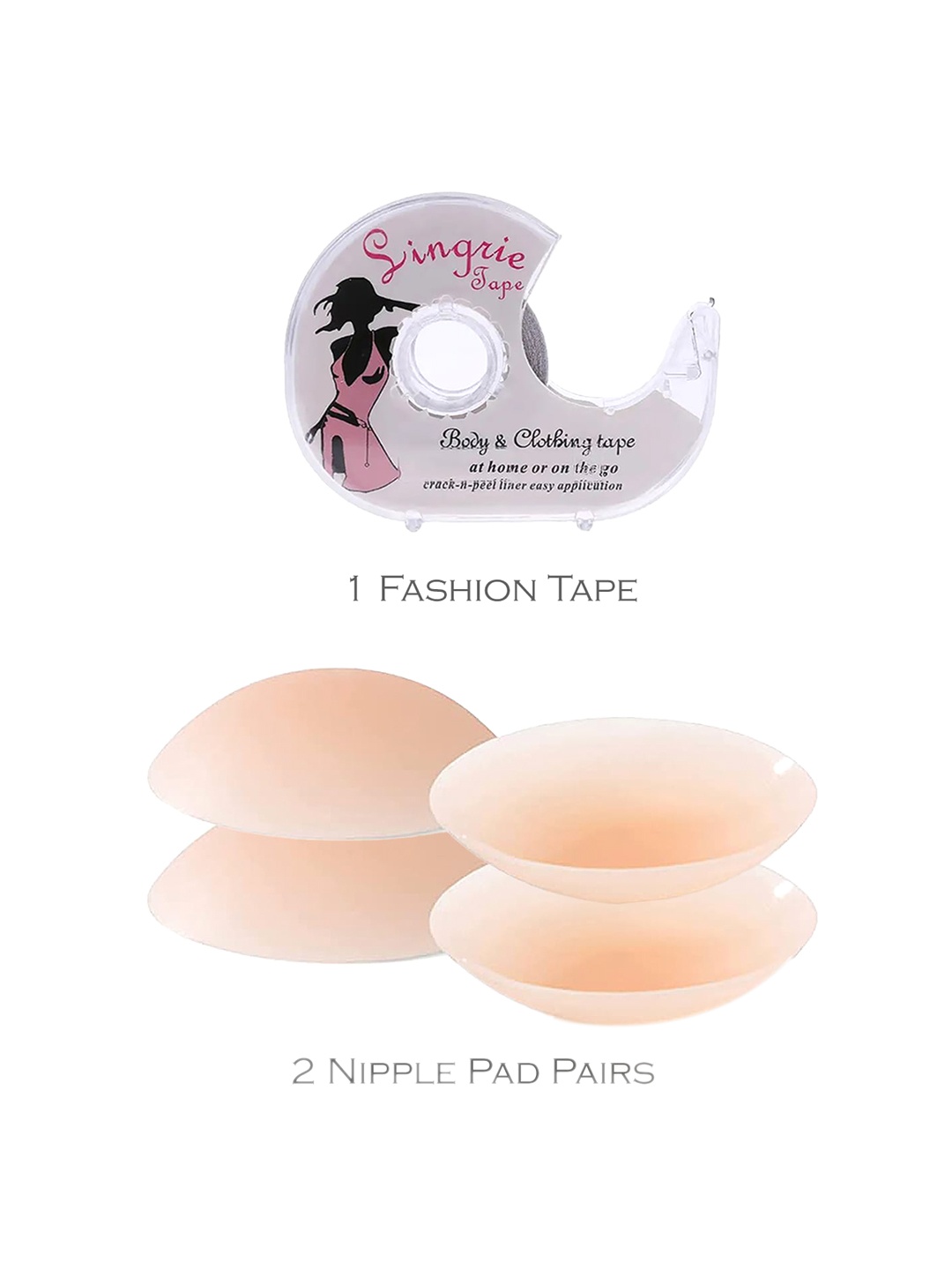 

FashionRack Set Of 2 Transparent Stick-On Double-Sided Nipple Pads, Beige