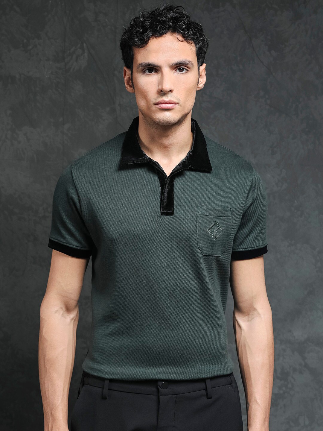 

RARE RABBIT Men Danil Raw Edge Slim Fit T-Shirt, Green