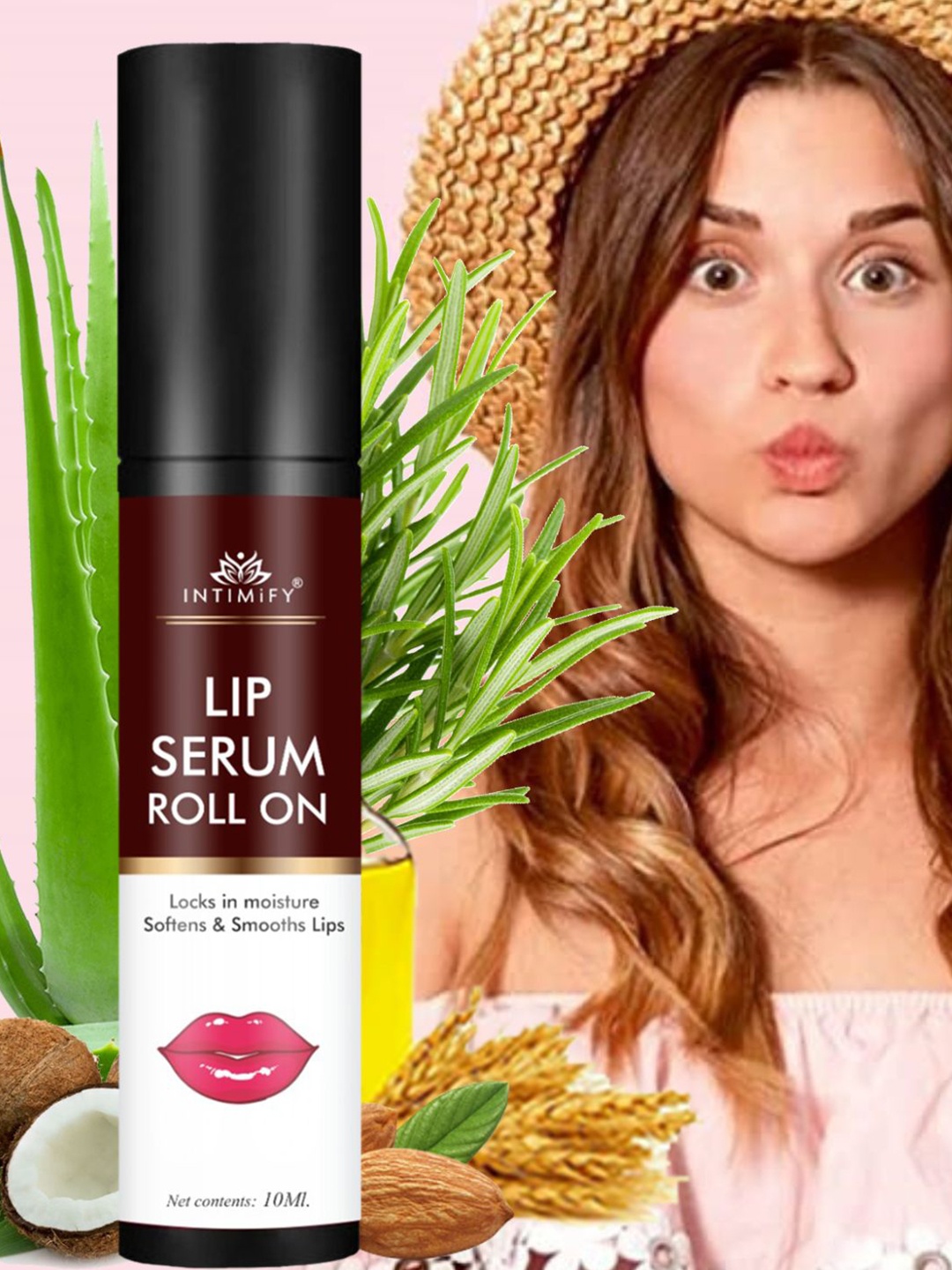 

INTIMIFY Lip Serum Roll On with Aloevera & Rosemary Oil - 10 ml, Brown