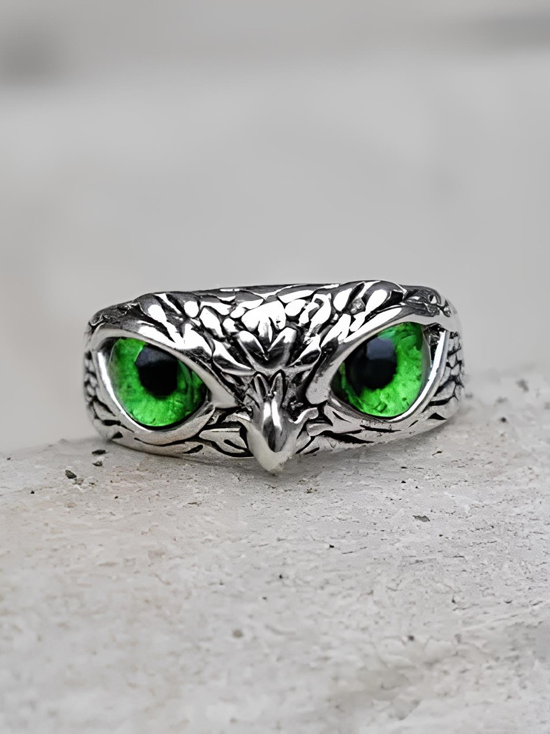 

KARISHMA KREATIONS Owl Eye Shaped Adjustable Finger Ring, Silver