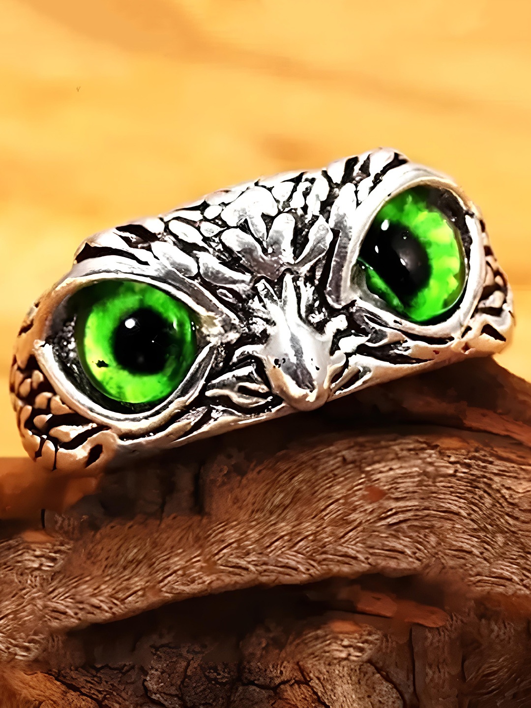 

KARISHMA KREATIONS Owl Eye Shaped Adjustable Finger Ring, Silver