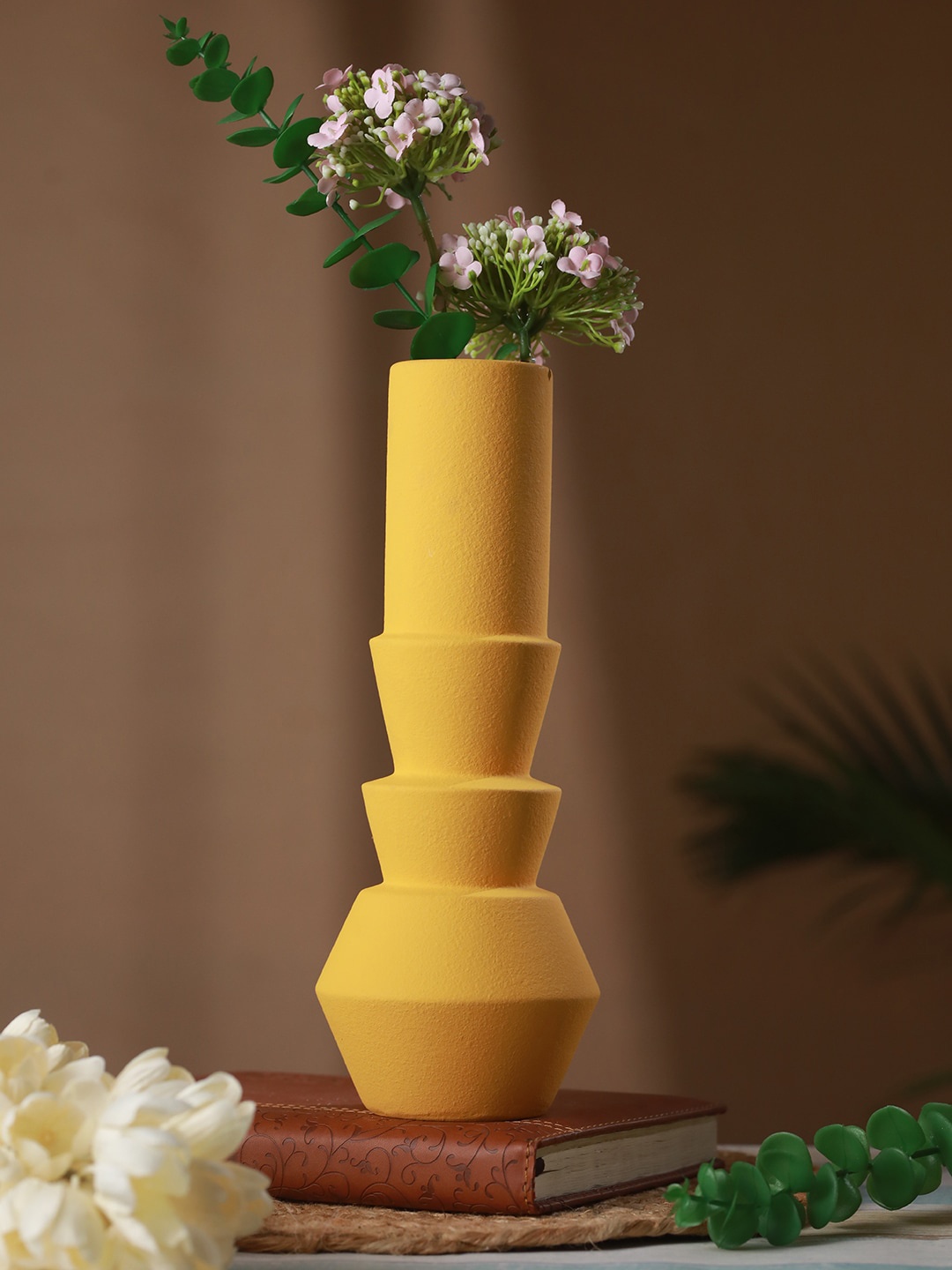 

TIED RIBBONS Yellow Decorative Ceramic Flower Vase